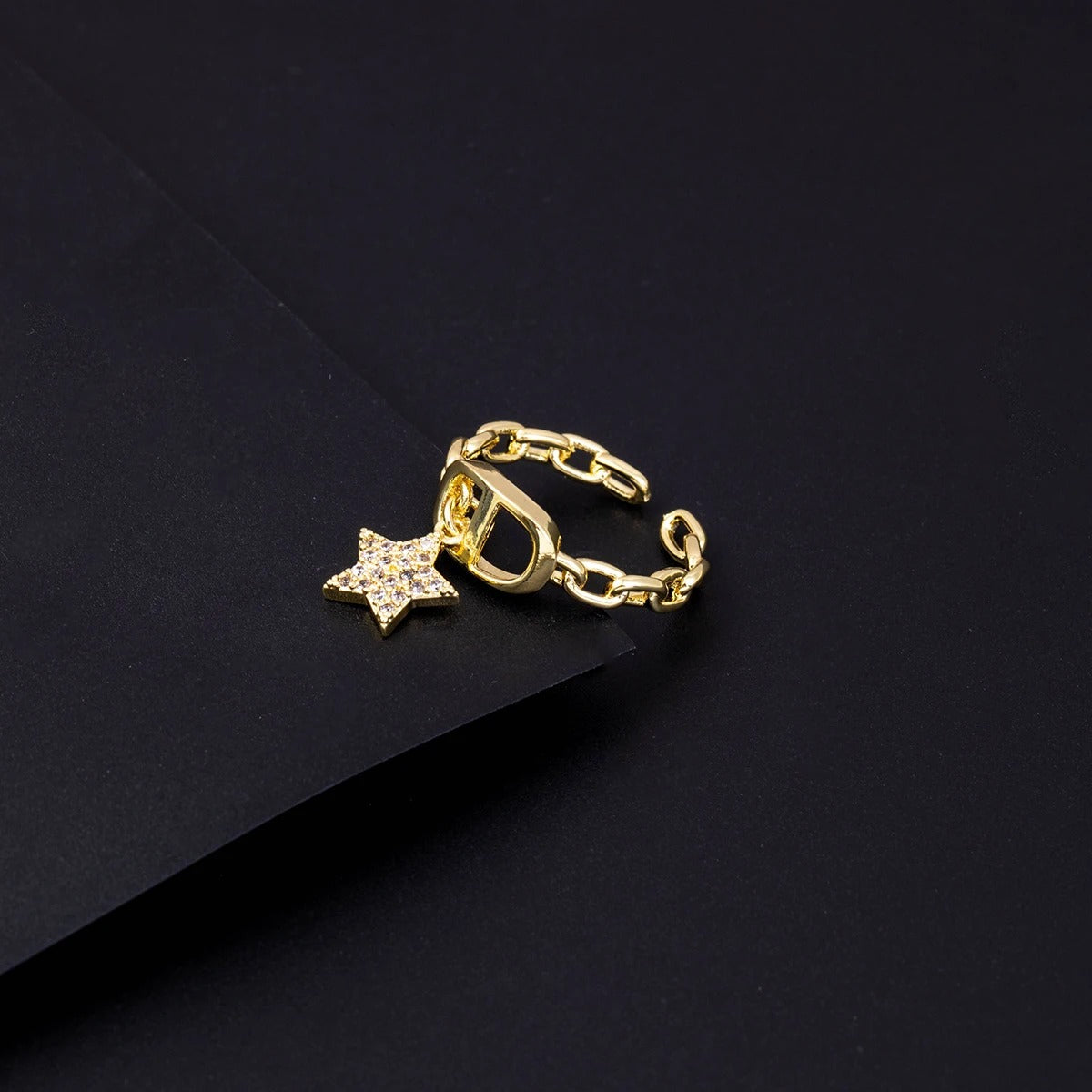 Golden Galaxy Chain Ring