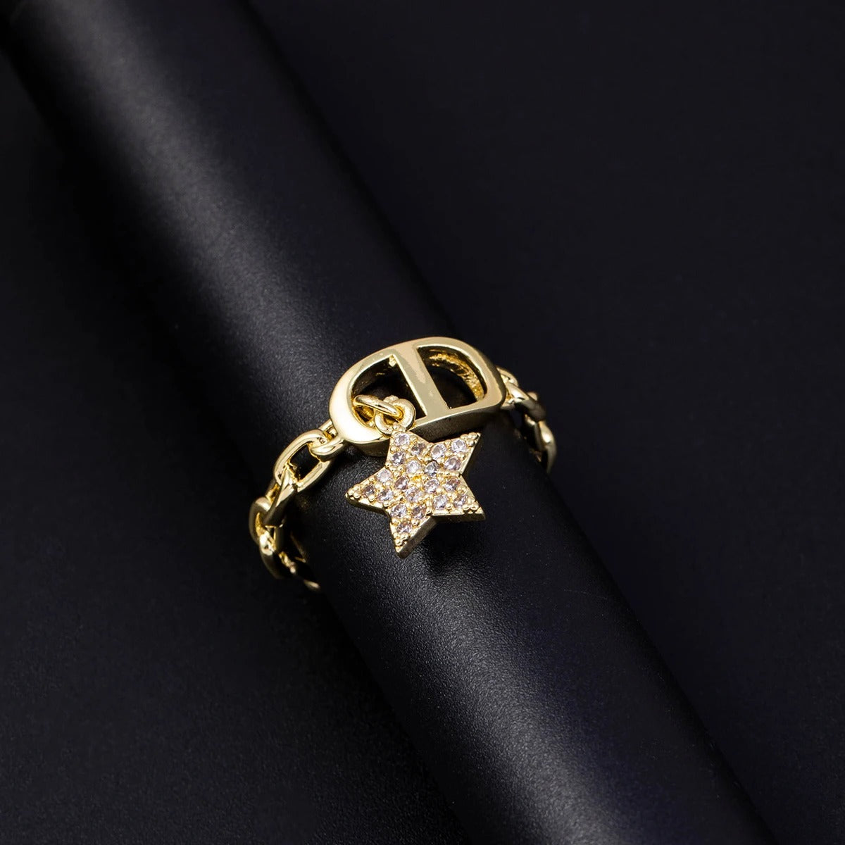 Golden Galaxy Chain Ring