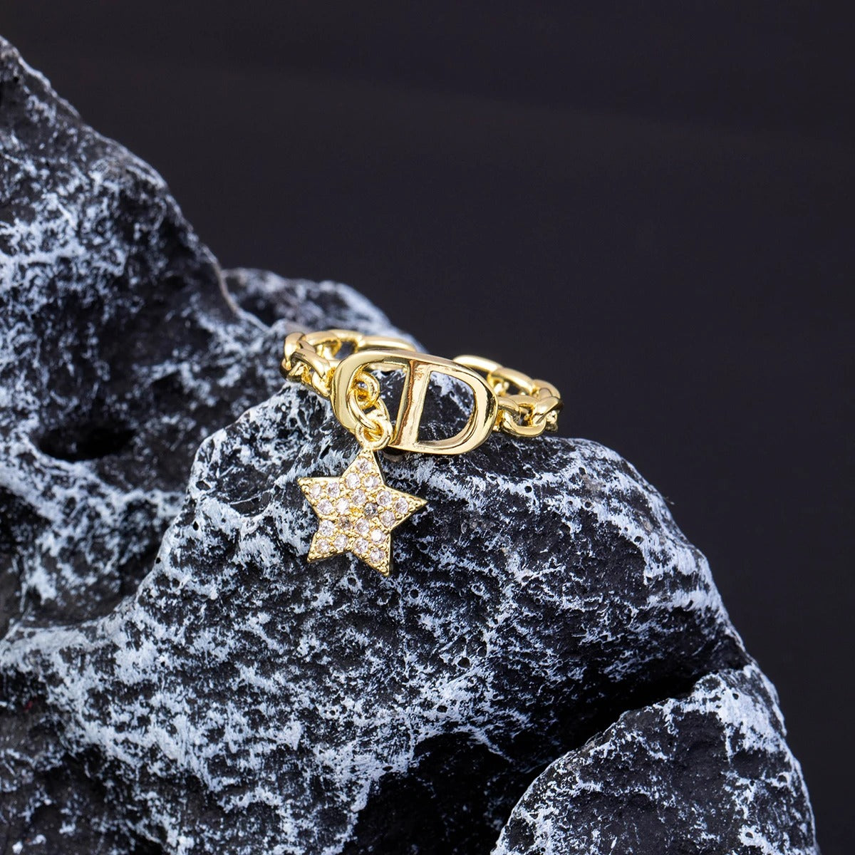 Golden Galaxy Chain Ring