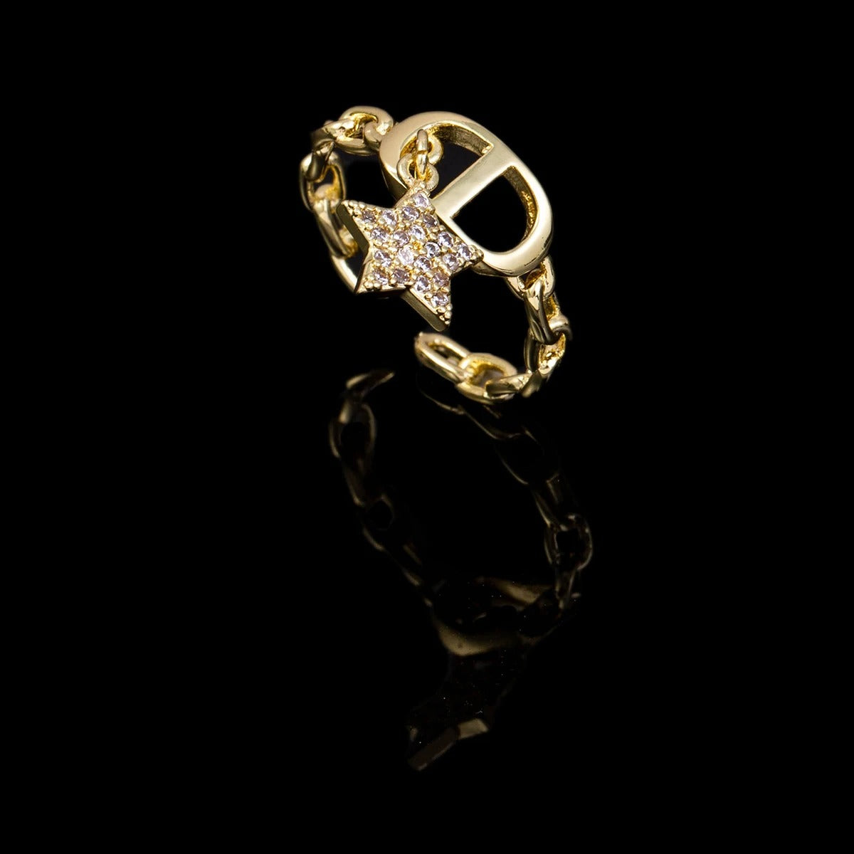 Golden Galaxy Chain Ring