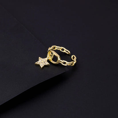 Golden Galaxy Chain Ring